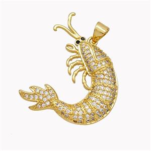 Copper Lobster Charms Pendant Pave Zirconia Gold Plated, approx 25-30mm [FN46374]