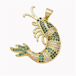 Copper Lobster Charms Pendant Pave Zirconia Gold Plated, approx 25-30mm [FN46375]