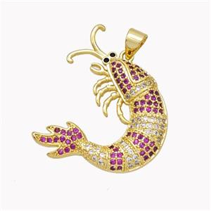 Copper Lobster Charms Pendant Pave Zirconia Gold Plated, approx 25-30mm [FN46376]