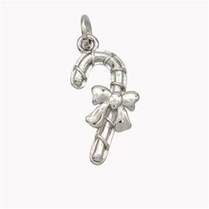 Christmas Candy Cane Charms Copper Pendant Platinum Plated, approx 10-17mm [FN46378]