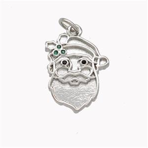 Santa Claus Charms Copper Pendant Pave Zirconia Platinum Plated, approx 13-17mm [FN46400]