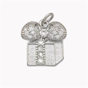Christmas Gift Charms Copper Pendant Pave Zirconia Platinum Plated, approx 14-15mm [FN46406]