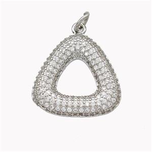 Copper Triangle Pendant Pave Zirconia Platinum Plated, approx 19mm [FN46412]