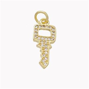 Copper Key Pendant Pave Zirconia Gold Plated, approx 8-15mm [FN46435]