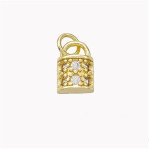 Copper Lock Pendant Pave Zirconia Gold Plated, approx 6.5-10mm [FN46436]