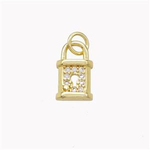 Copper Lock Pendant Pave Zirconia Gold Plated, approx 7.5-13mm [FN46437]