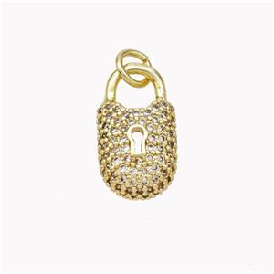 Copper Lock Pendant Pave Zirconia Gold Plated, approx 9-16mm [FN46438]