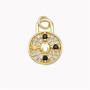 Copper Lock Pendant Pave Zirconia Gold Plated, approx 12-16mm [FN46440]