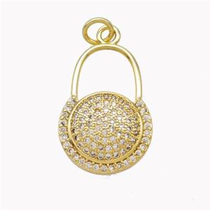 Copper Lock Pendant Pave Zirconia Gold Plated, approx 14-20mm [FN46445]