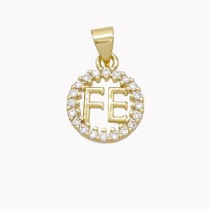 Copper FE Circle Pendant Pave Zirconia Gold Plated, approx 12mm [FN46451]