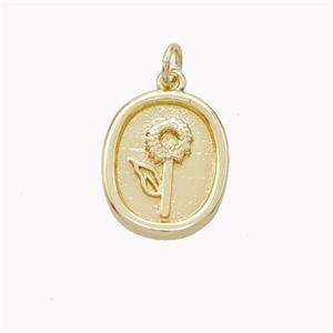 Copper Flower Pendant Oval Gold Plated, approx 13-16mm [FN46456]