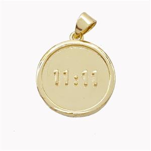 Copper Double Eleven Pendant Circle 11 Gold Plated, approx 18mm [FN46459]