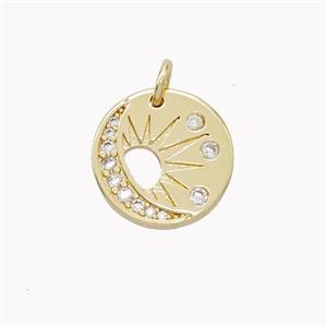 Copper Sun Pendant Pave Zirconia Moon Gold PLated, approx 13mm [FN46463]