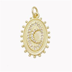 Copper Sun Pendant Pave Zirconia Moon Gold PLated, approx 15-20mm [FN46464]
