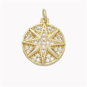 Copper Northstar Pendant Pave Zirconia Gold Plated, approx 15mm [FN46467]