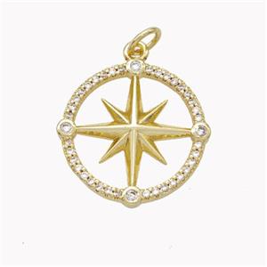 Copper Northstar Pendant Pave Zirconia Gold Plated, approx 18mm [FN46468]