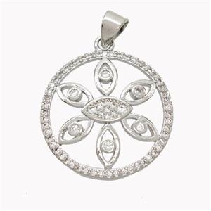 Copper Eye Pendant Pave Zirconia Platinum Plated, approx 21mm [FN46474]