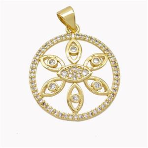Copper Eye Pendant Pave Zirconia Gold Plated, approx 21mm [FN46475]