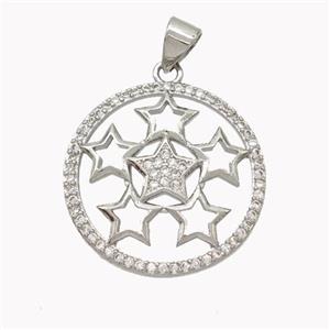 Copper Star Pendant Pave Zirconia Platinum Plated, approx 21mm [FN46476]
