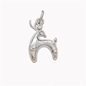 Copper Deer Pendant Pave Zirconia Platinum Plated, approx 11-17mm [FN46478]