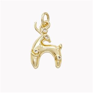 Copper Deer Pendant Pave Zirconia Gold Plated, approx 11-17mm [FN46479]