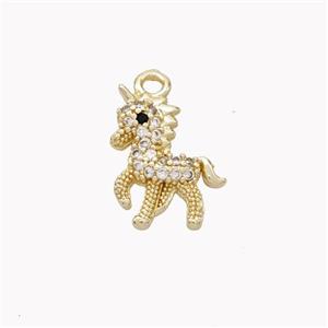 Copper Unicorn Charms Pendant Pave Zirconia Gold Plated, approx 11-14mm [FN46481]