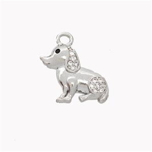 Copper Dog Pendant Pave Zirconia Platinum Plated, approx 12-14mm [FN46484]