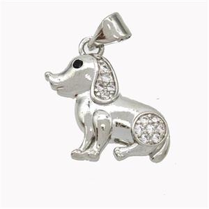 Copper Dog Pendant Pave Zirconia Platinum Plated, approx 14-17mm [FN46486]