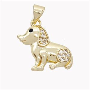 Copper Dog Pendant Pave Zirconia Gold Plated, approx 14-17mm [FN46487]