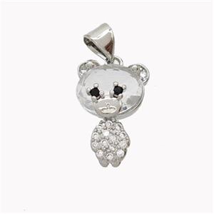Copper Bear Pendant Pave Zirconia Platinum Plated, approx 11-17mm [FN46488]