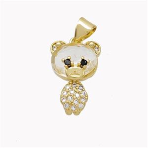 Copper Bear Pendant Pave Zirconia Gold Plated, approx 11-17mm [FN46489]
