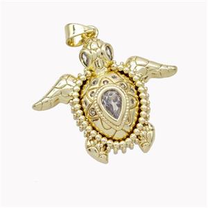 Copper Tortoise Pendant Pave Zirconia Gold Plated, approx 25-28mm [FN46499]