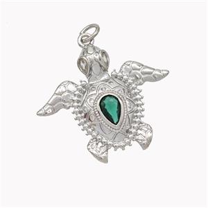 Copper Tortoise Pendant Pave Zirconia Platinum Plated, approx 23-27mm [FN46500]