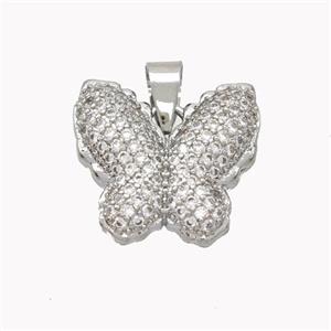 Copper Butterfly Pendant Pave Zirconia Platinum Plated, approx 20mm [FN46502]