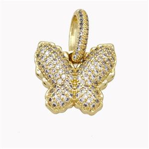 Copper Butterfly Pendant Pave Zirconia Gold Plated, approx 20mm, 10-15mm [FN46505]