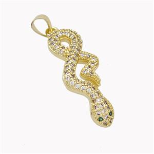 Copper Snake Pendant Pave Zirconia Gold Plated, approx 10-27mm [FN46507]