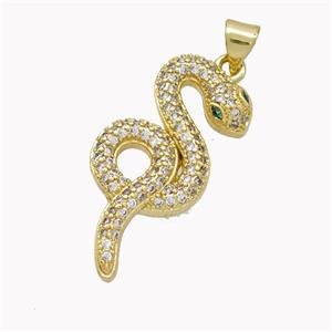 Copper Snake Pendant Pave Zirconia Gold Plated, approx 13-28mm [FN46511]