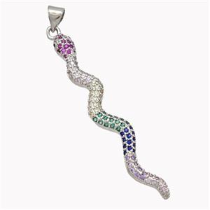 Copper Snake Pendant Pave Zirconia Platinum Plated, approx 6-45mm [FN46514]