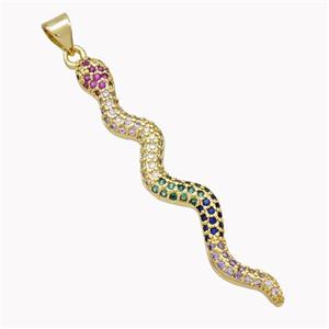 Copper Snake Pendant Pave Zirconia Gold Plated, approx 6-45mm [FN46515]