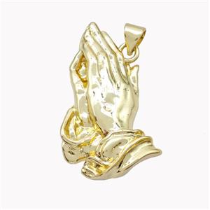 Copper Prayer Hands Pendant Gold Plated, approx 18-30mm [FN46534]
