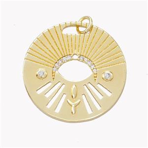 Copper Sun Ray Pendant Pave Zirconia Gold Plated, approx 25mm [FN46535]