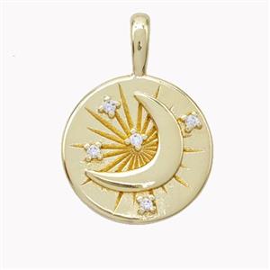 Copper Moon Pendant Pave Zirconia Gold Plated, approx 18mm [FN46538]