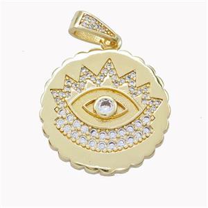 Copper Eye Pendant Pave Zirconia Gold Plated, approx 24mm [FN46541]