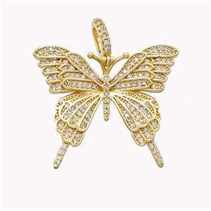 Copper Butterfly Pendant Pave Zirconia Gold Plated, approx 25-30mm [FN46542]