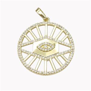 Copper Eye Pendant Pave Zirconia Gold Plated, approx 26mm [FN46544]