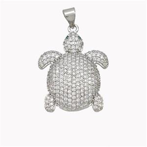 Copper Tortoise Pendant Pave Zirconia Platinum Plated, approx 20-25mm [FN46547]