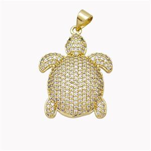 Copper Tortoise Pendant Pave Zirconia Gold Plated, approx 20-25mm [FN46548]