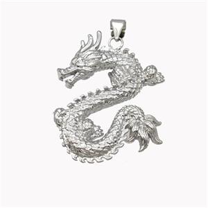 Copper Dragon Pendant Loong Platinum Plated, approx 24-30mm [FN46553]