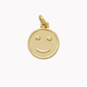 Copper Emoji Pendant Smile Face Gold Plated, approx 11.5mm [FN46556]