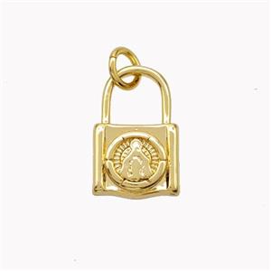 Copper Lock Pendant Gold Plated, approx 9.5-15mm [FN46559]